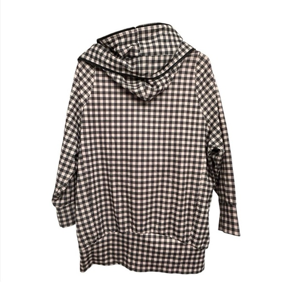 MYMO My Movement Double Zipper Hooded Pink Black Gingham Plaid Jacket Size XL - Picture 2 of 13